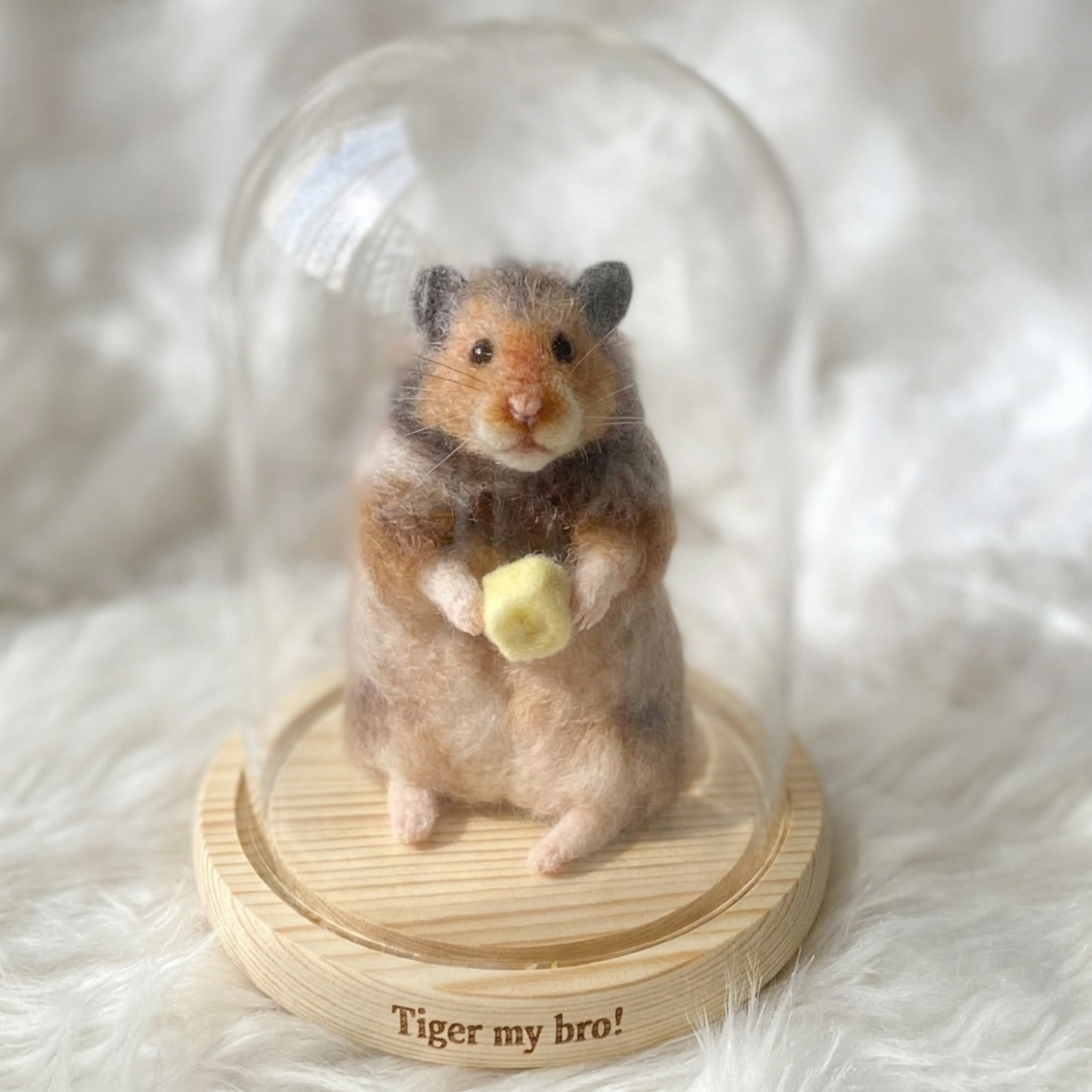 Syrian Hamster Wool Felt Portrait｜寵物客製化熊仔鼠｜仿真擬真熊仔鼠包玻璃罩羊毛氈訂製｜寵物紀念（50％訂金）｜香港女生的羊毛氈小店