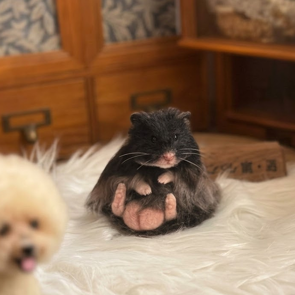 Syrian Hamster Wool Felt Portrait｜寵物客製化熊仔鼠｜仿真擬真熊仔鼠包玻璃罩羊毛氈訂製｜寵物紀念（50％訂金）｜香港女生的羊毛氈小店