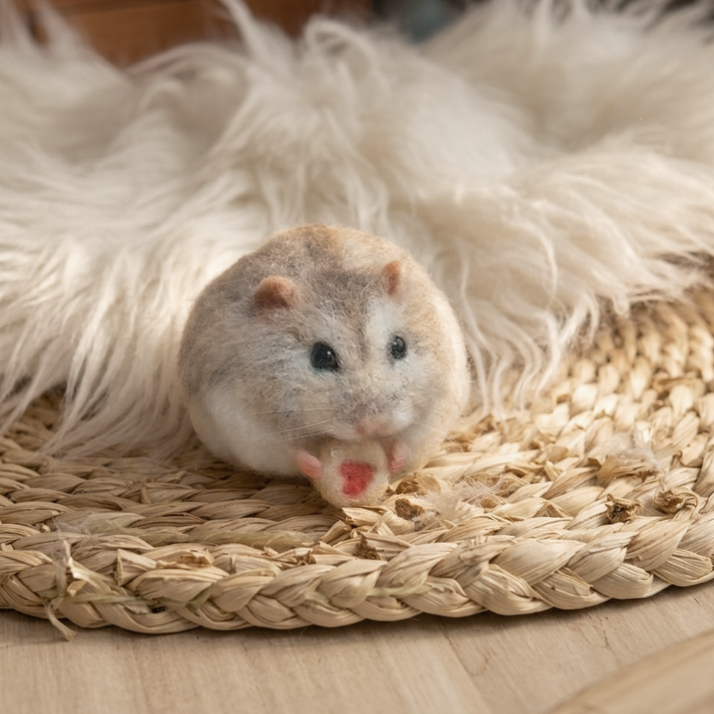 Hamster Wool Felt Portrait｜迷你寵物客製化倉鼠｜仿真擬真倉鼠包玻璃罩羊毛氈訂製｜寵物紀念（50％訂金）｜香港女生的羊毛氈小店