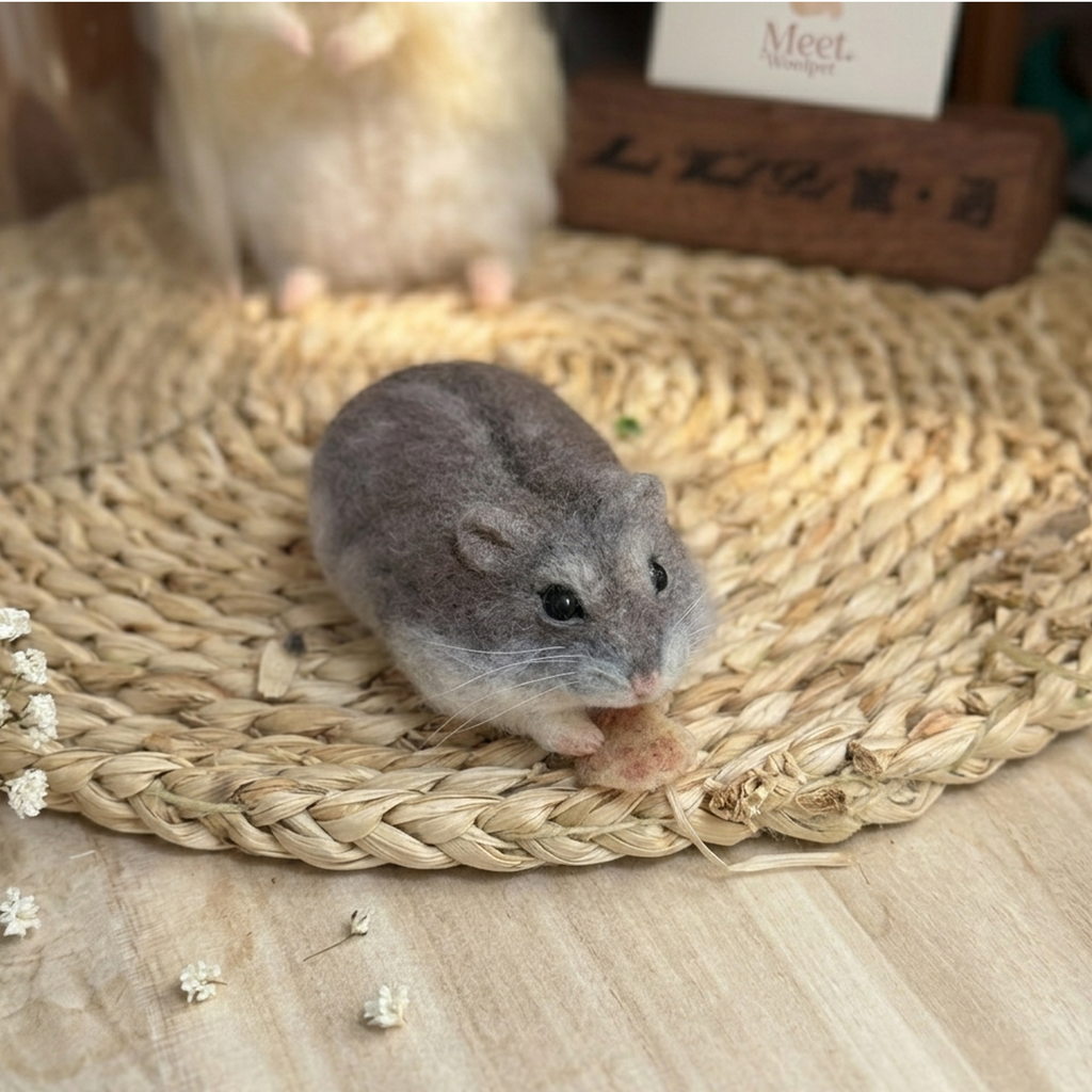 Hamster Wool Felt Portrait｜迷你寵物客製化倉鼠｜仿真擬真倉鼠包玻璃罩羊毛氈訂製｜寵物紀念（50％訂金）｜香港女生的羊毛氈小店