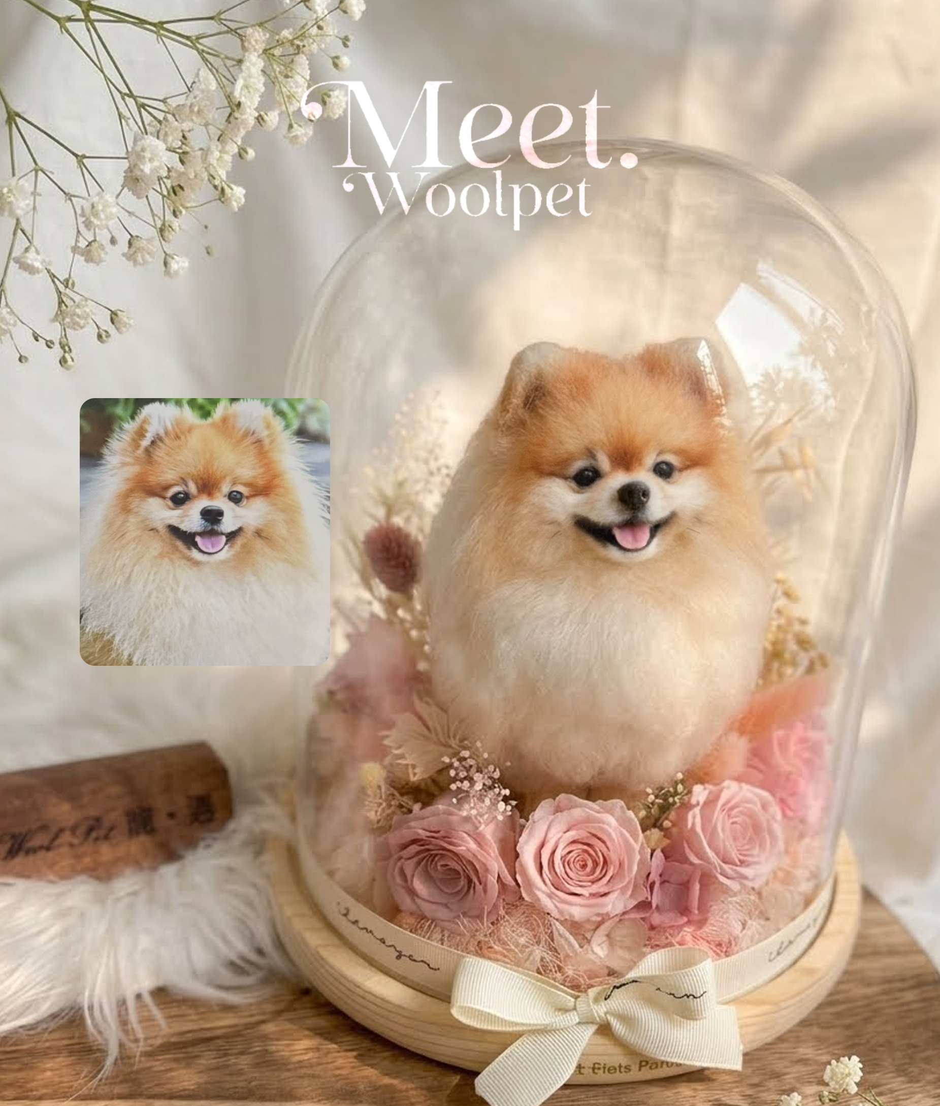 Mini Wool Felt Portrait｜迷你寵物羊毛氈全身訂製（50％訂金）｜玻璃紀念款｜香港女生的羊毛氈小店