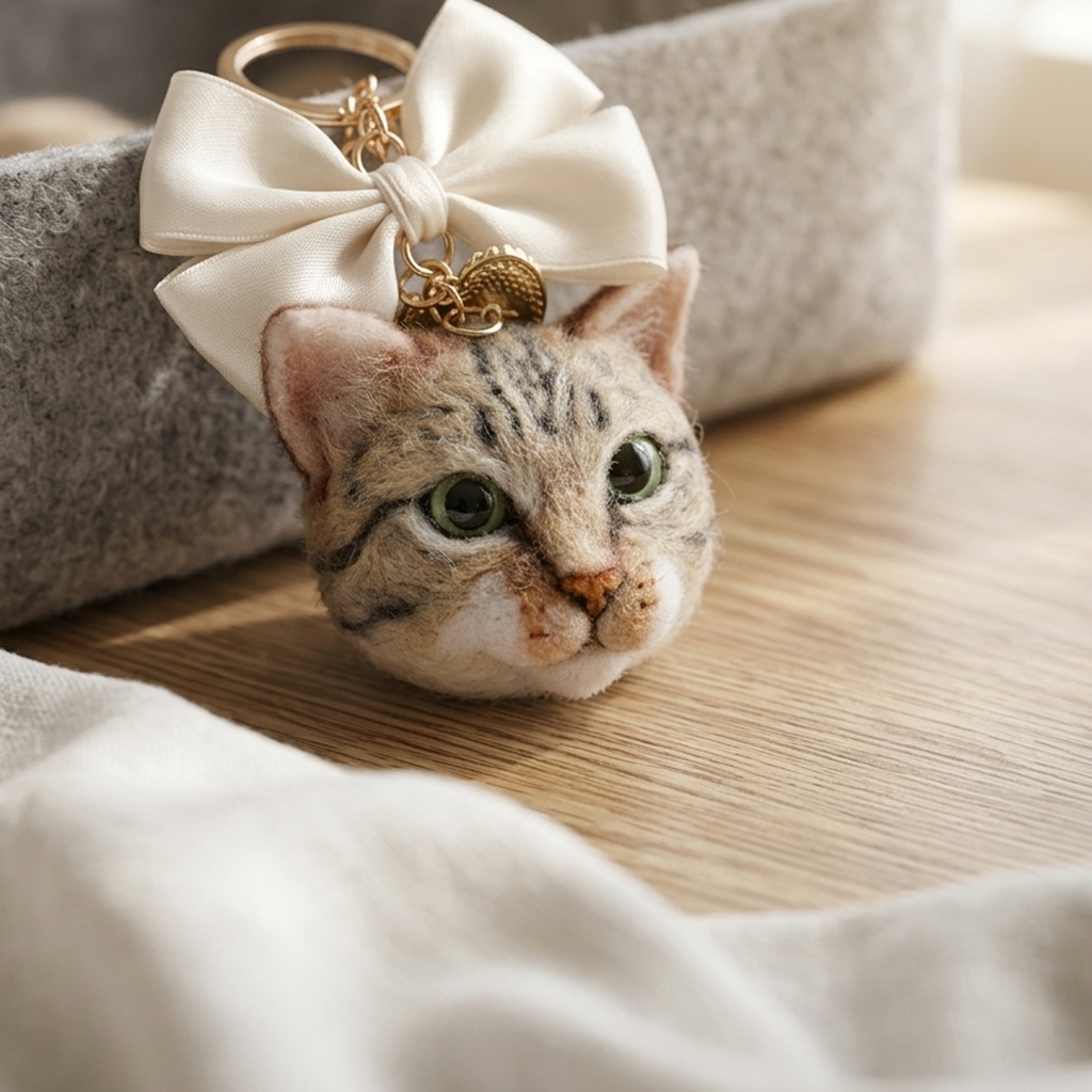 Mini Wool Felt Head Keychain｜迷你寵物小頭鎖匙扣訂製（50％訂金)｜香港女生的羊毛氈小店