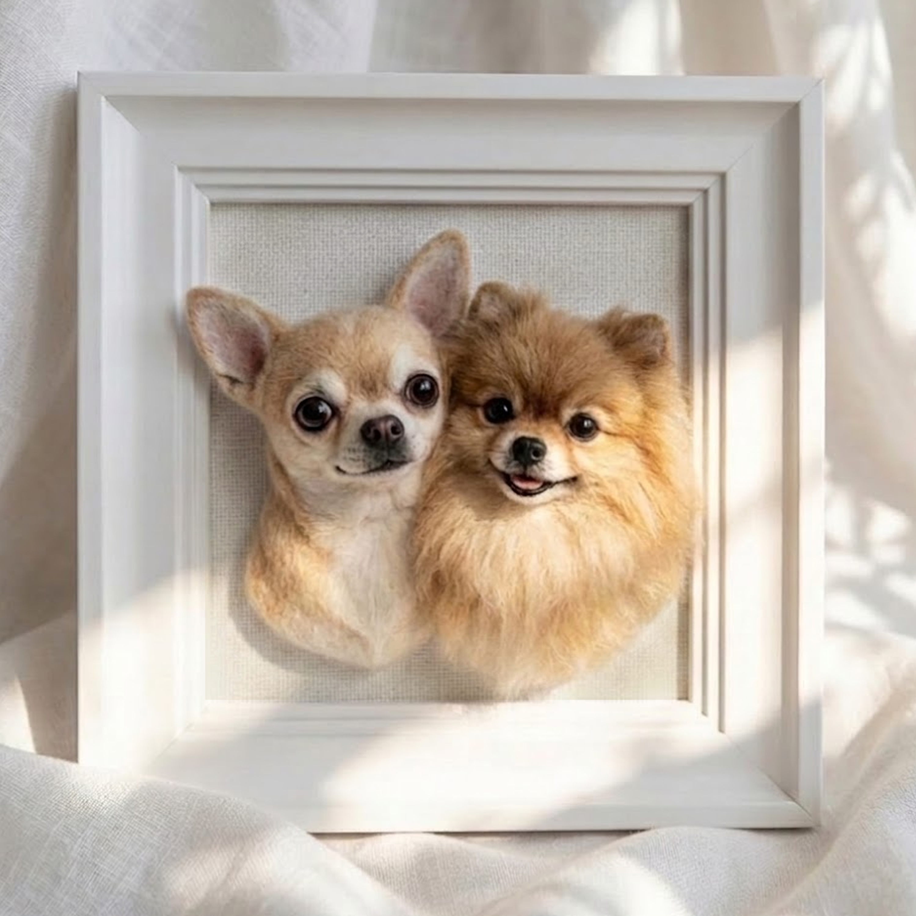 Big Wool Felt Head Wood Frame｜仿真度極高寵物頭相框款訂製（50％訂金)｜香港女生的羊毛氈小店