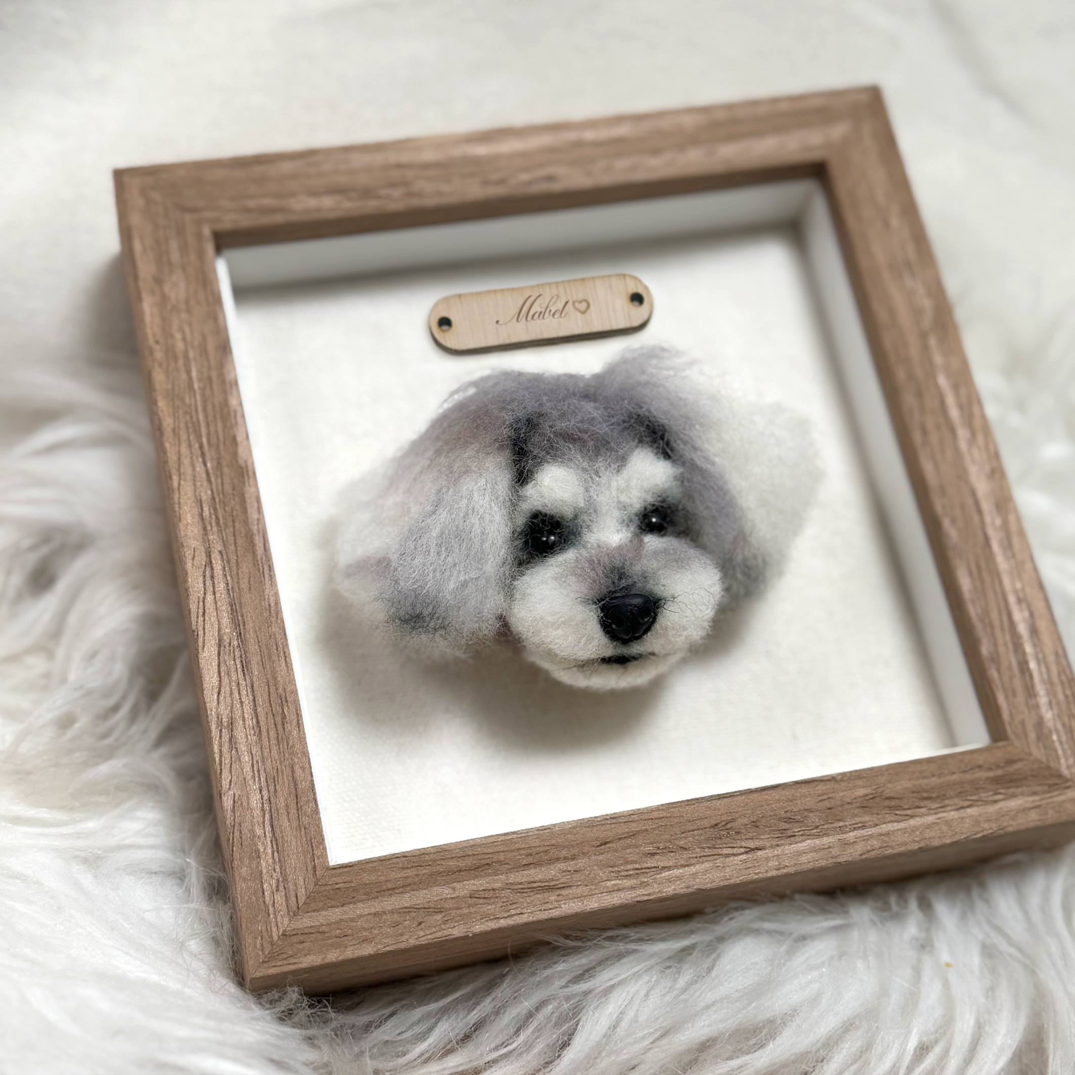 Mini Wool Felt Head Wood Frame｜迷你寵物羊毛氈小頭訂製（50％訂金)｜香港女生的羊毛氈小店