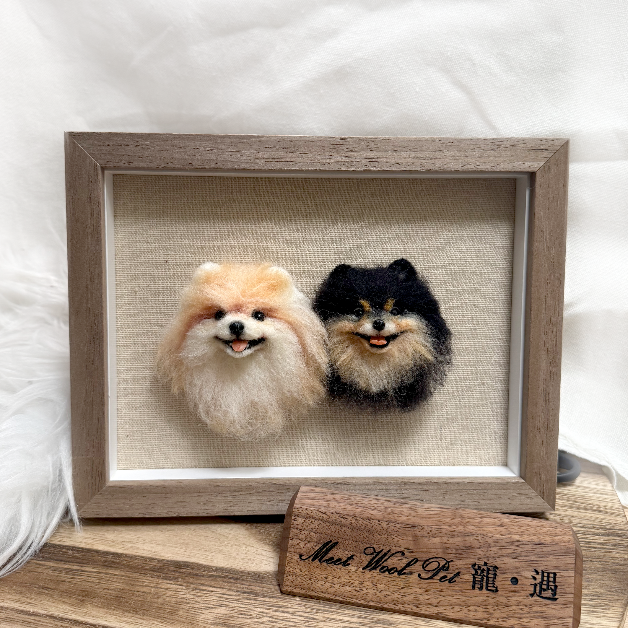 Mini Wool Felt Head Wood Frame｜迷你寵物羊毛氈小頭訂製（50％訂金)｜香港女生的羊毛氈小店