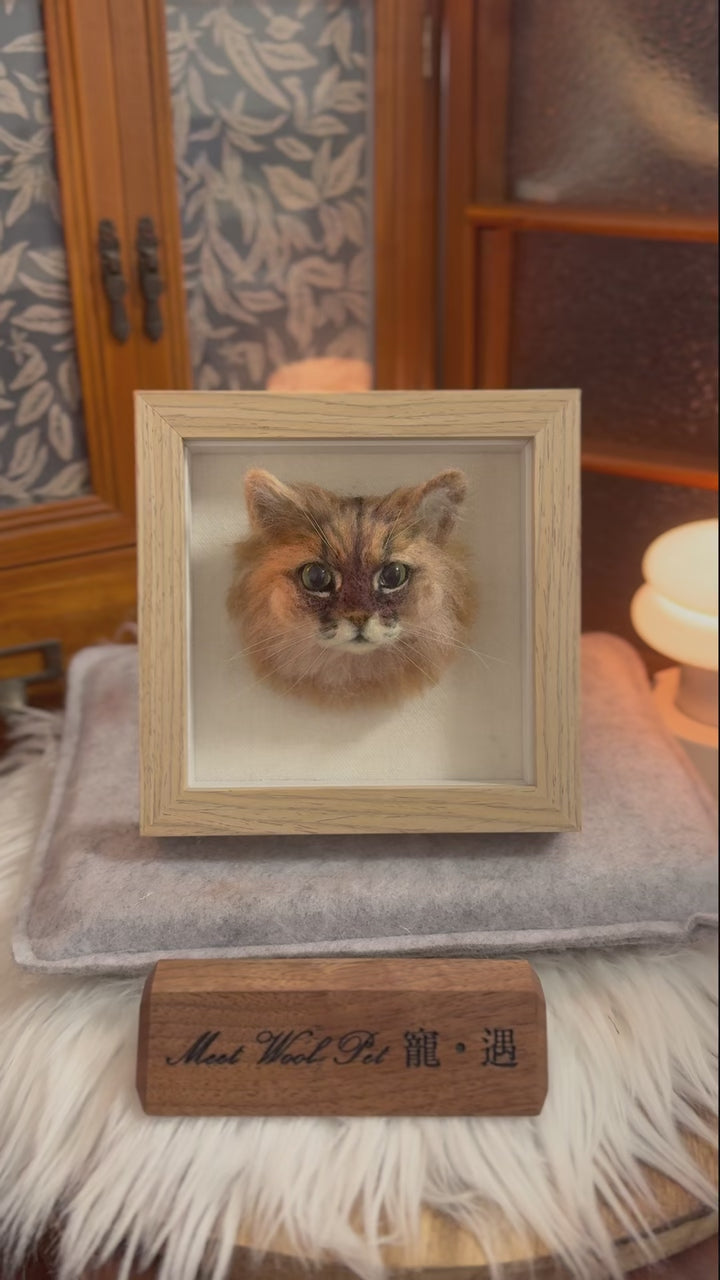 Mini Wool Felt Head Wood Frame｜迷你寵物羊毛氈小頭訂製（50％訂金)｜香港女生的羊毛氈小店