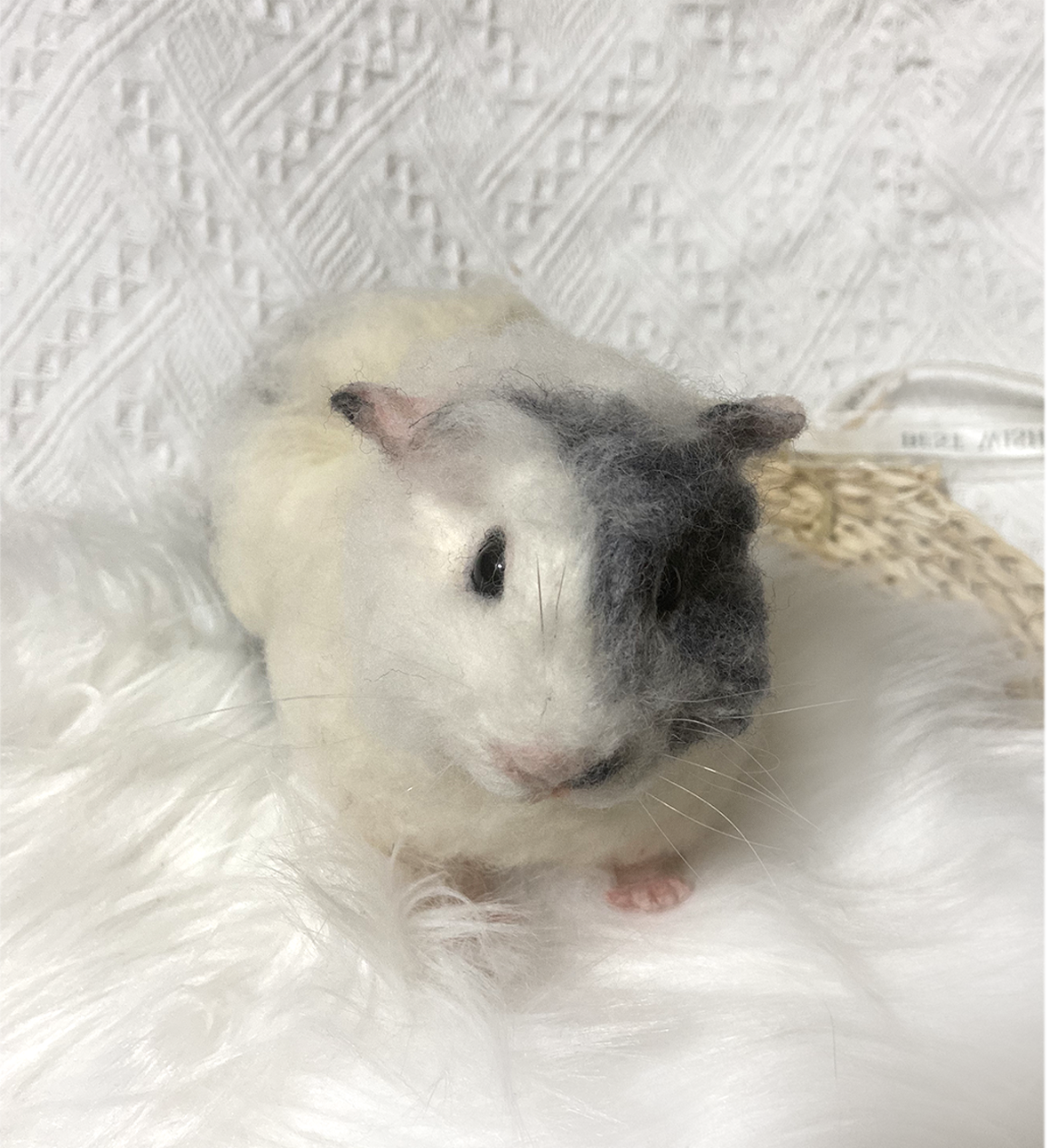 Guinea Pig Wool Felt Portrait｜寵物客製化天竺鼠｜仿真擬真天竺鼠包玻璃罩羊毛氈訂製｜寵物紀念（50％訂金）｜香港女生的羊毛氈小店